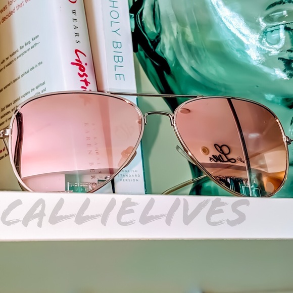 Callie Blush Rose Sunnies: Gold Mirror Sunglasses - Picture 4 of 7